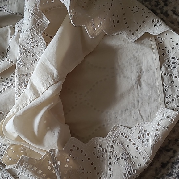 MUNTHE Hico Ruffle Sleeve Eyelet Embroidered Cream Shift Mini Dress Sz 36 - Picture 7 of 11